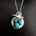 Vintage Turquoise Magpie Pendant Necklace - 925 Sterling SilverNecklace