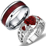 Romantic Ruby Heart With Zircon Couple RingsRing