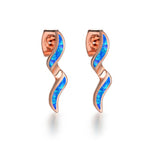 White and Blue Fire Opal Wedding Stud EarringsEarrings