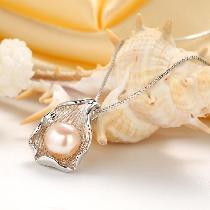 White Gold Plated Freshwater Pearl Jewelry NecklaceNecklaceGold Pearl