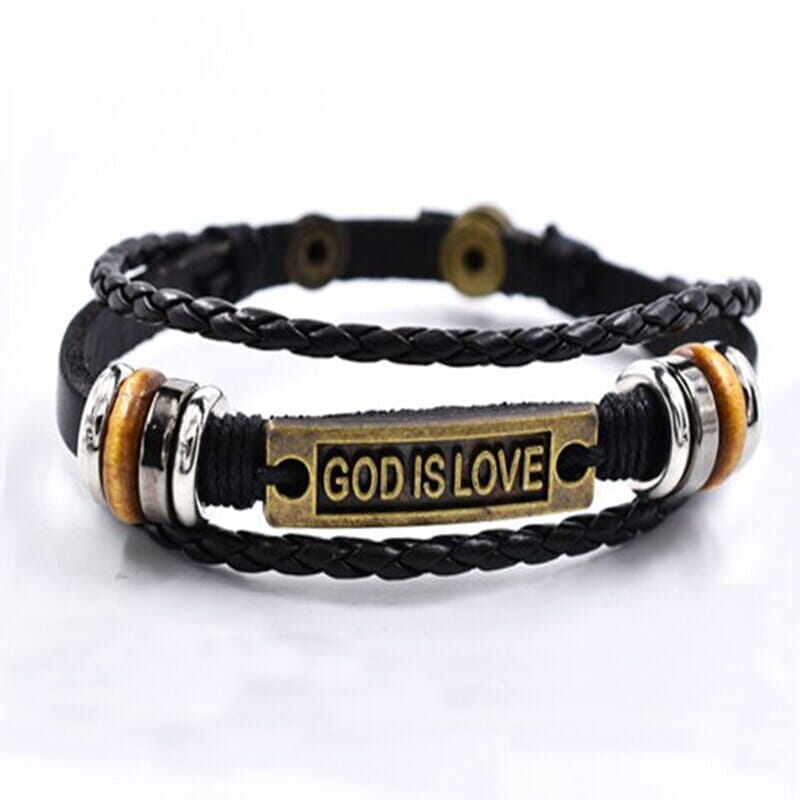 WWJD Fish Leather Bracelet Jesus Religious Braided BraceletBraceletGood is love
