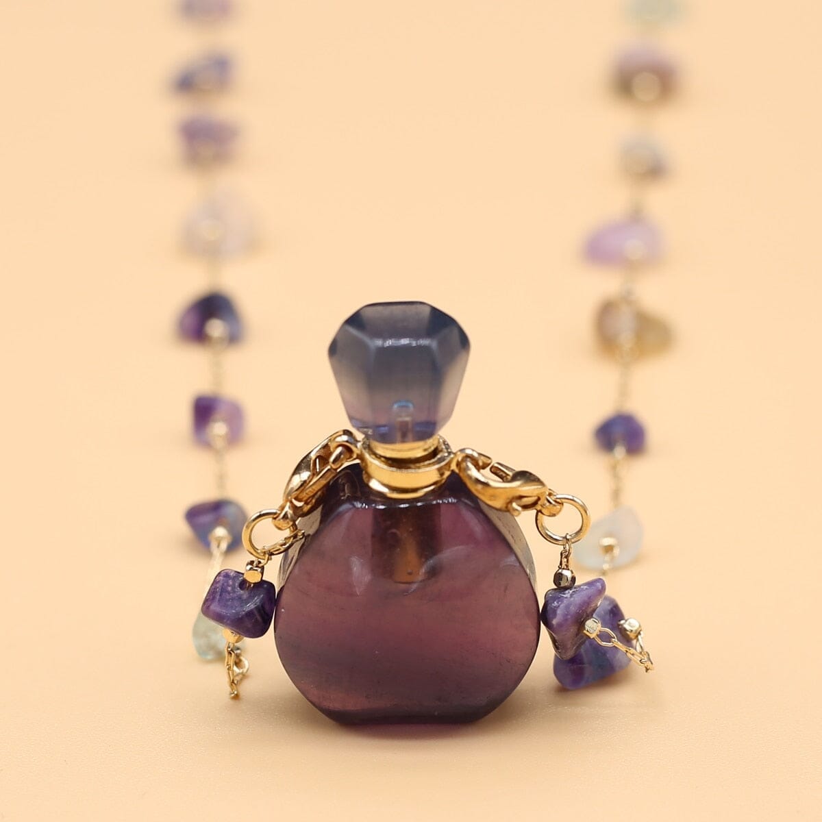 Natural Stone Fluorite Perfume Bottle Pendant NecklaceNecklace