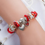 Christmas Red Crystal Beads Charms BraceletBracelet