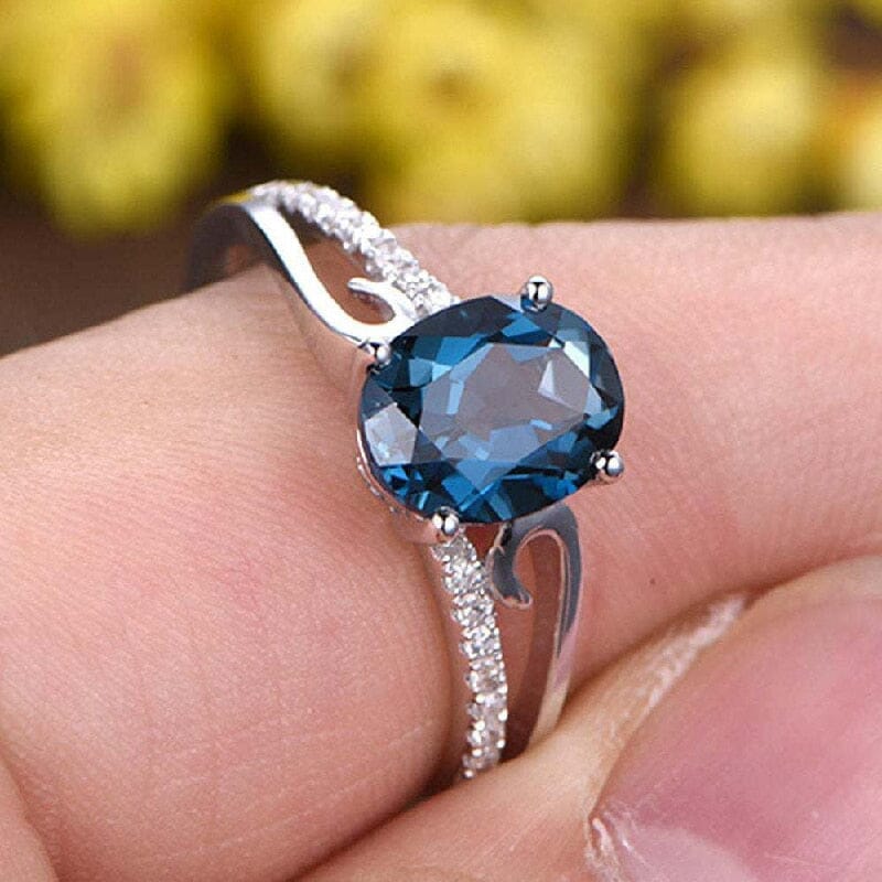 Unique Promise Sapphire Ring - 925 Sterling SilverRing
