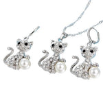 Luxury Austrian Crystal Cat Design Pendant NecklaceNecklace