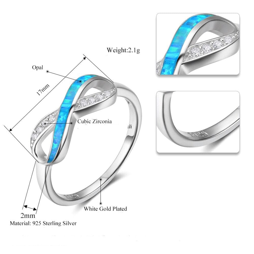 Eternity Cross Blue Opal Infinity Weave Ring - 925 Sterling SilverRing