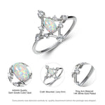 Unique Diamond Design White Fire Opal Ring - 925 Sterling SilverRing