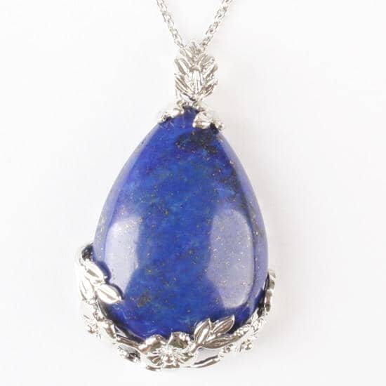 Teardrop Inlaid Flower Pendant Natural Healing Crystal (PENDANT ONLY)NecklaceLapis Lazuli
