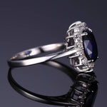 Blue Sapphire Flower Ring - 925 Sterling SilverRing