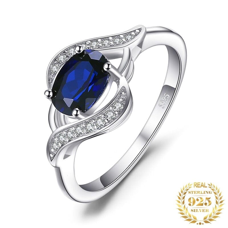 Statement Halo Blue Sapphire Ring - 925 Sterling SilverRing6