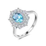 Aquamarine with High Carbon Diamond Ring - 925 Sterling SilverRing9