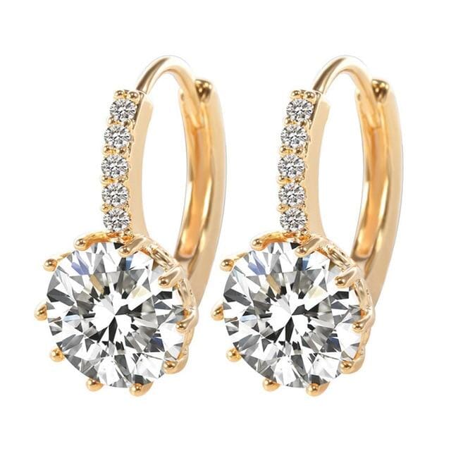 Luxury Flower Charm Assorted Crystals Ear Stud EarringsEarringsGold - White