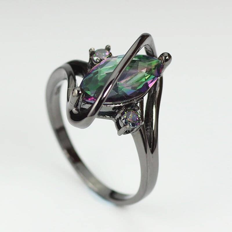 Rainbow Topaz Black Gold Plated RingRing