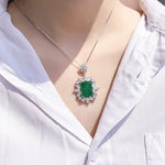 Vintage Emerald With Star Zircon Necklace - 925 Silver ChainNecklace