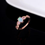 Rustic White Fire Opal Amethyst Rose Gold RingRing