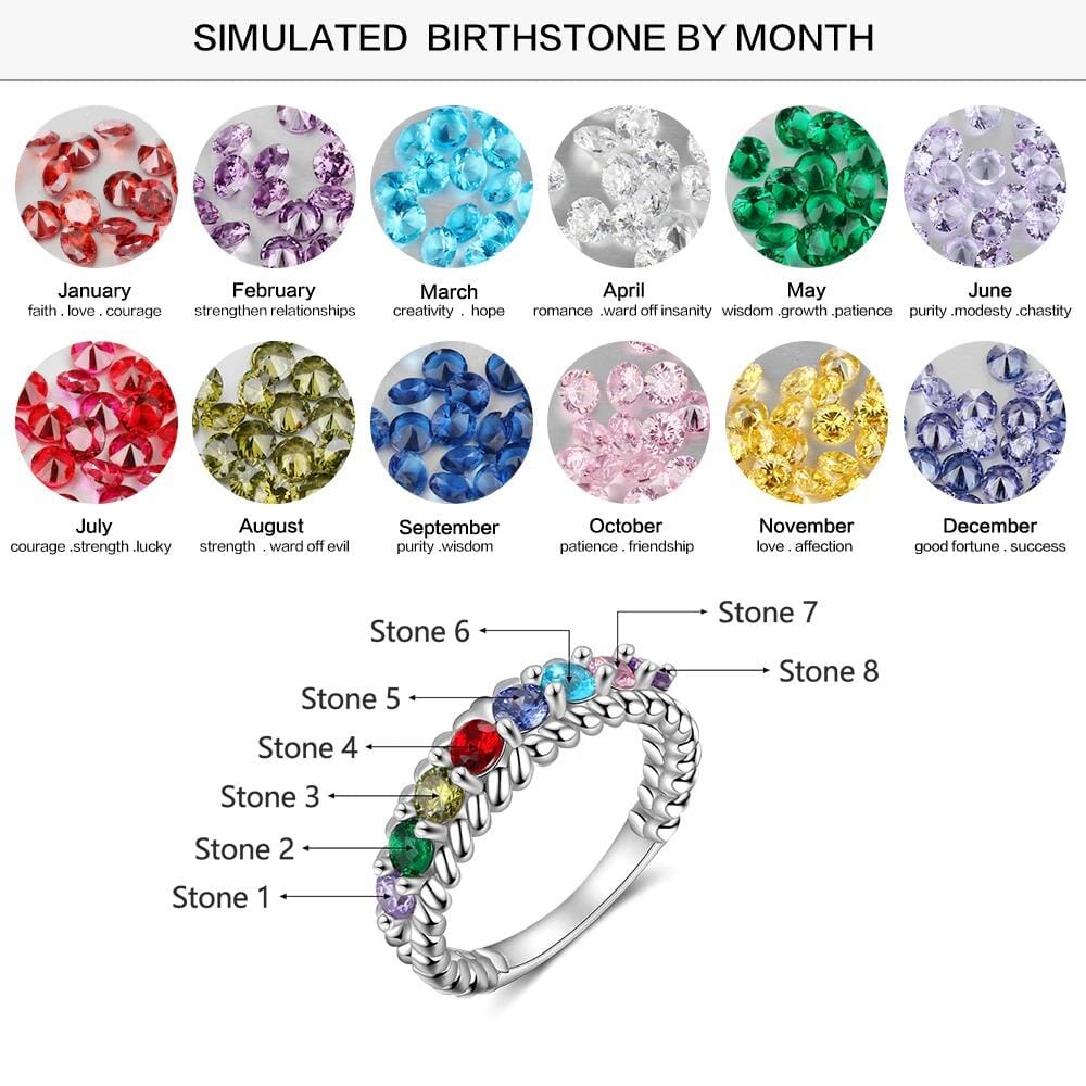Personalized 8 Birthstones Family RingRing