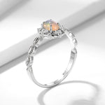 Pink Fire Opal Ring in Rose / White Gold - 925 Sterling SilverRing