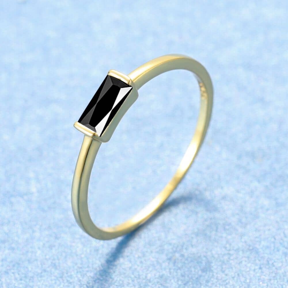 Black Onyx Minimalist Ring - 925 Sterling SilverRing8Yellow Gold