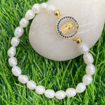 Simple Style Boho Virgin Mary Natural Freshwater Pearl Beaded Handmade WWJD BraceletBracelettype 3817cm