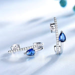 Water Drop Created Nano Blue Sapphire Stud Earrings - 925 Sterling SilverEarrings