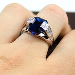 Index Finger Male Blue CZ Sapphire Ring - 925 Sterling SilverRing