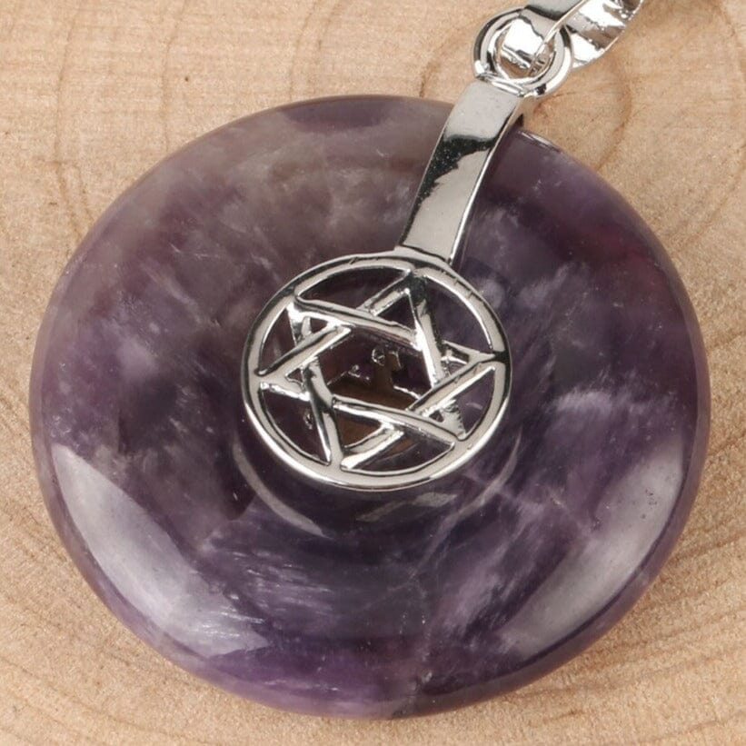 Jewish Hexagram Charms Healing Crystal NecklaceNecklaceAmethyst