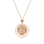 Promise Open Circle Crystals Pendant NecklaceROSE COLORFUL