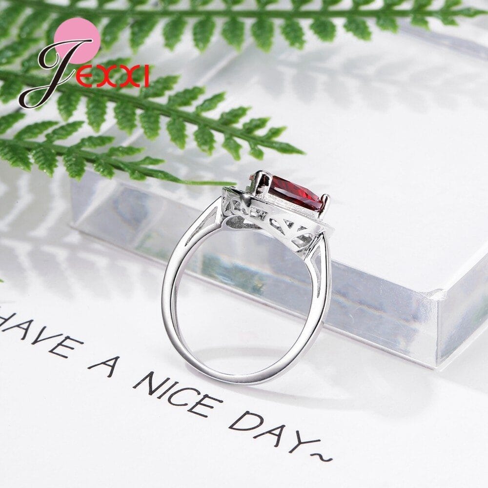 Pretty Classic Water Drop Ruby Ring - 925 Sterling SilverRing