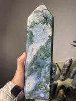 Natural Large Moss agate Crystal TowerHealing Crystal
