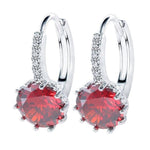 Luxury Flower Charm Assorted Crystals Ear Stud EarringsEarringsSilver - Red