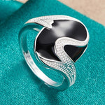 Party Charm CZ Black Onyx Ring - 925 Sterling SilverRing