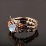 Antique Gold Twig Maple Leaf Moonstone RingRing