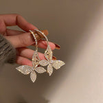 Luxurious Elegant Crystal Butterfly Hoop EarringsEarringswhite