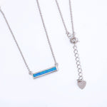 Rectangular Blue and White Fire Opal Silver NecklaceNecklace