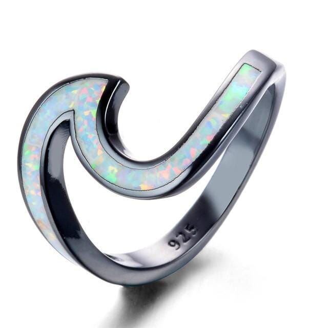 Wave Shaped Fire Opal RingRing7White