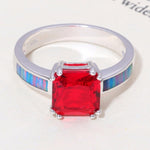 Rainbow Fire Opal and Red Garnet Silver RingRing