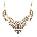 European Vintage Luxurious Bronze Lace Flower Chain Choker NecklaceNecklace