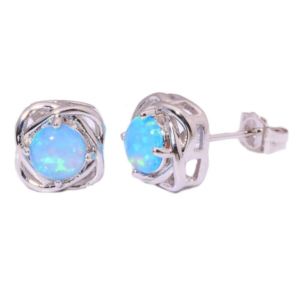 Sweet Stud Blue Fire Opal JewelryEarrings
