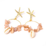 Boho Puka Shell Stone Chips Starfish Charm EarringsEarrings21 Sunstone