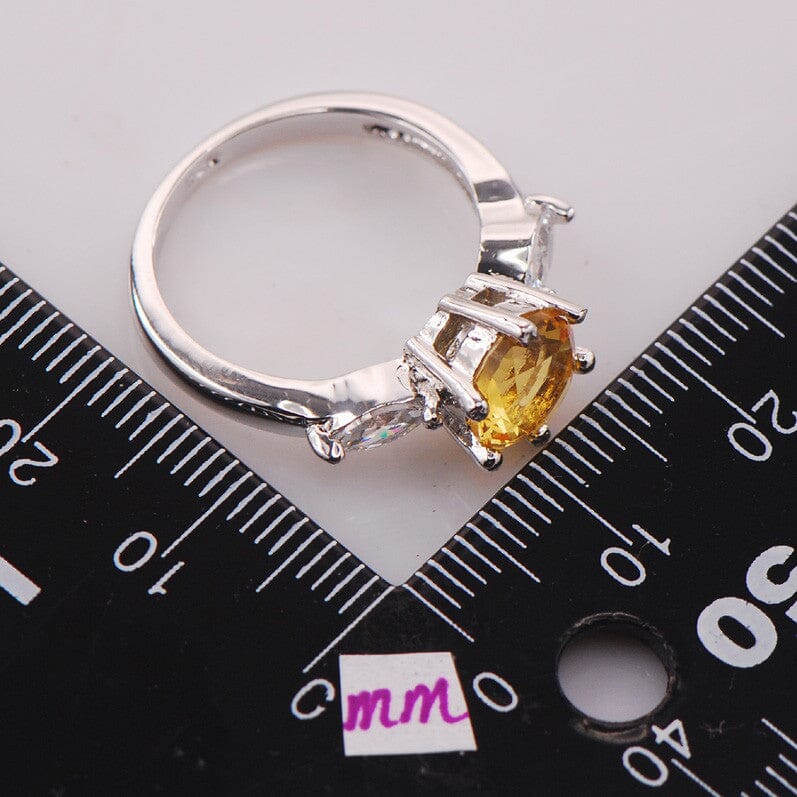 Yellow Crystal Zircon 925 Sterling Silver RingRing
