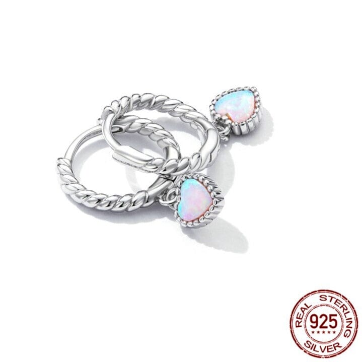 Opal Heart Vintage Simple Twist Earrings - 925 Sterling SilverEarrings