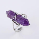 Natural Stone Crystal Ring (Resizeable)Jewelry SetAmethysts