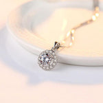 Elegant Round Diamond Pendant Necklace - 925 Sterling SilverNecklace