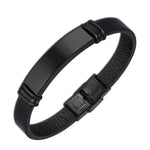 WWJD Fashion Classic Black Woven Leather Inlaid Cross Magnetic BraceletBracelet