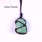 Natural Raw Crystal Reiki Weave Rope NecklaceNecklaceGreen Fluorite