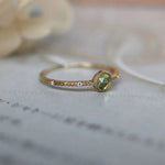 Fresh Green Peridot Crystal Adjustable Ring