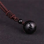 Black Obsidian Rainbow Eye Bead Ball Natural Stone NecklaceNecklaceBlack agate scrub