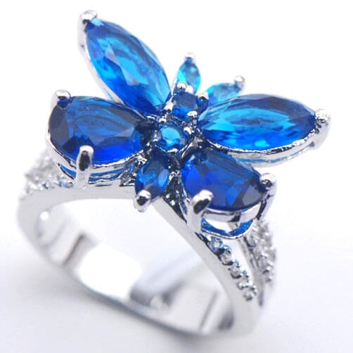 Butterfly Sapphire Crystal Zircon Ring - 925 Sterling SilverRing6Blue