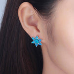 Blue Fire Opal Hexagram Stud EarringsEarrings