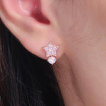 White Fire Opal Amethyst Star Shape Rose Gold Stud EarringsEarrings